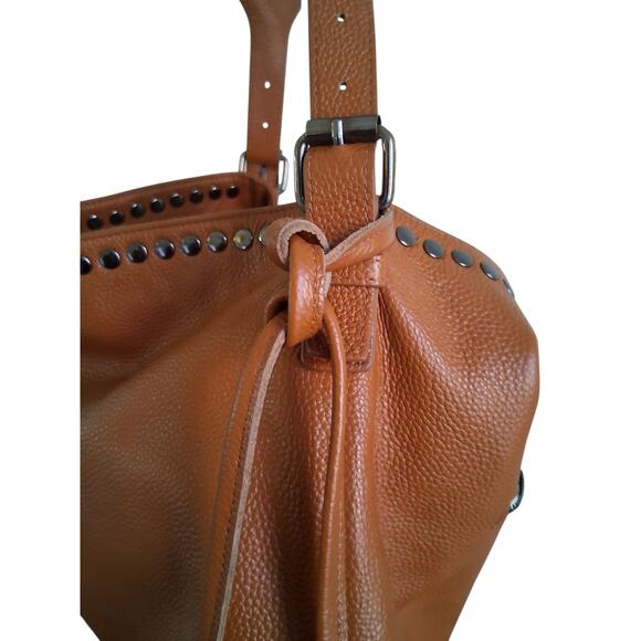 Laggo Womens Large Pebbled Leather Slouchy Studded Boho Hobo Classy Shoulder Bag - Picture 2 of 12